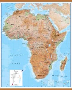 Large Physical Africa Wall Map (Wooden hanging bars)