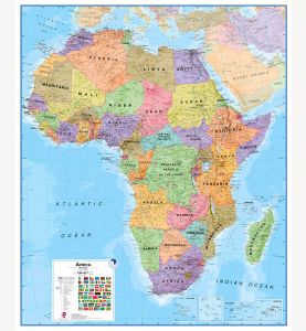 Large Political Africa Wall Map (Laminated)