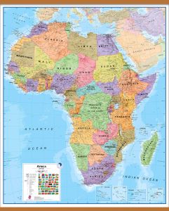 Large Political Africa Wall Map (Wooden hanging bars)