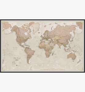 Large Antique World Map (Pinboard & wood frame - Black)
