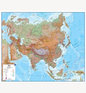 Large Physical Asia Wall Map (Paper)