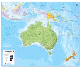 Large Political Australasia Wall Map (Pinboard)