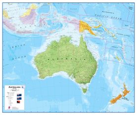 Large Political Australasia Wall Map (Paper)