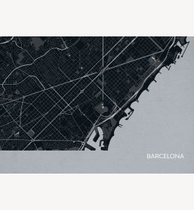 Barcelona City Street Map Print - Charcoal