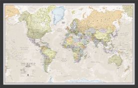 Small Classic World Map (Pinboard & wood frame - Black)