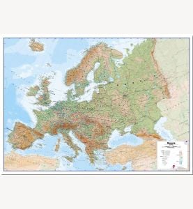 Large Physical Europe Wall Map (Pinboard)
