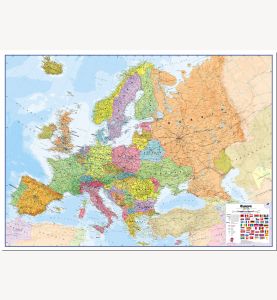 Large Political Europe Wall Map (Pinboard)