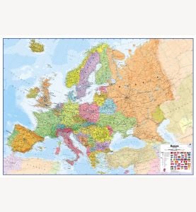 Large Political Europe Wall Map (Laminated)