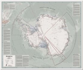Large Executive Political Antarctica Wall Map (Pinboard)