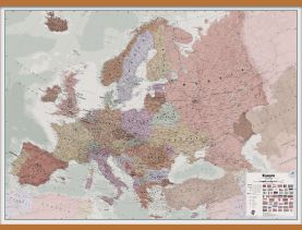 Large Executive Political Europe Wall Map (Wooden hanging bars)