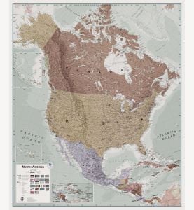 Large Executive Political North America Wall Map (Paper)
