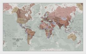 Medium Executive Political World Wall Map (Wood Frame - White)