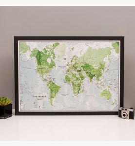 Glow-in-the-Dark World Map (Pinboard & wood frame - Black)