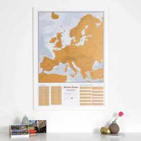 Scratch Europe Print (Pinboard & wood frame - White)