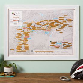 Scratch-Off Alpine Cycling Print (Pinboard & wood frame - White)