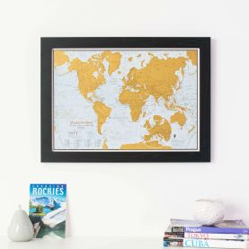 Scratch the World® travel edition map print (Pinboard & wood frame - Black)