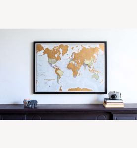Scratch the World® map print (Pinboard & wood frame - Black)