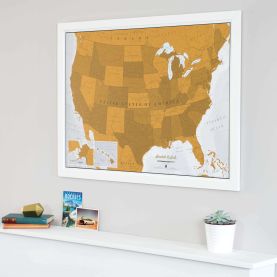 Scratch USA Print (Pinboard & wood frame - White)