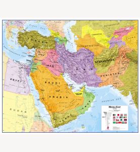 Medium Political Middle East Wall Map (Paper)