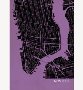 New York City Street Map Print - Mauve