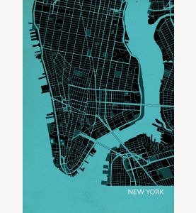 New York City Street Map Print - Turquoise