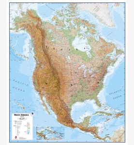 Large Physical North America Wall Map (Paper)