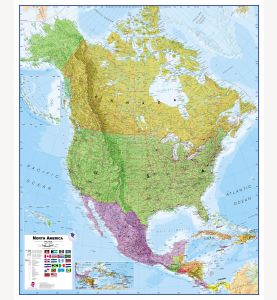 Political North America Wall Map