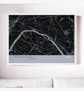 Paris City Street Map Print - Charcoal