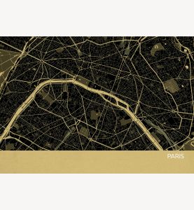 Paris City Street Map Print - Straw