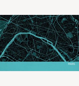 Paris City Street Map Print - Turquoise