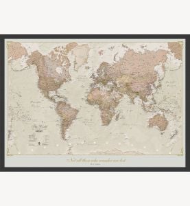Medium Personalized Antique World Map (Wood Frame - Black)