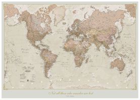 Large Personalized Antique World Map (Pinboard & wood frame - White)