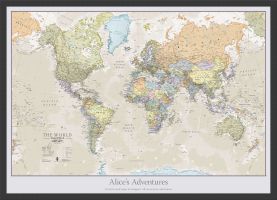 Small Personalized Classic World Map (Pinboard & wood frame - Black)