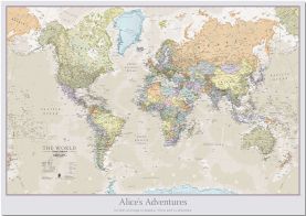Large Personalized Classic World Map (Pinboard)