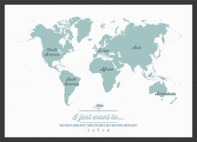 Small Personalized Travel Map of the World - Rustic (Pinboard & wood frame - Black)