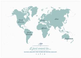 Large Personalized Travel Map of the World - Rustic (Pinboard & wood frame - White)