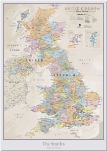 Large Personalized UK Classic Wall Map (Pinboard)