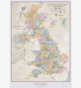 Personalized UK Classic Wall Map