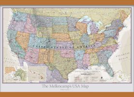 Medium Personalized Classic USA Wall Map (Wooden hanging bars)