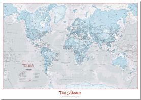 Large Personalized World Is Art Wall Map - Aqua (Pinboard)