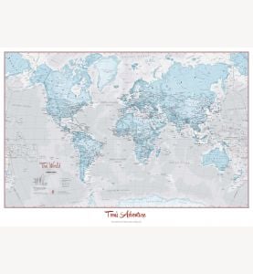 Huge Personalized World Is Art Wall Map - Aqua (Paper)