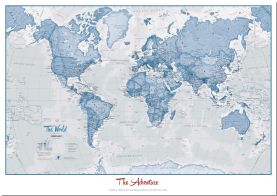 Large Personalized World Is Art Wall Map - Blue (Pinboard)