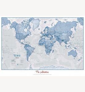 Personalized World Is Art Wall Map - Blue