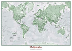 Large Personalized World Is Art Wall Map - Green (Pinboard)