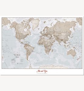 Large Personalized World Is Art Wall Map - Neutral (Pinboard)