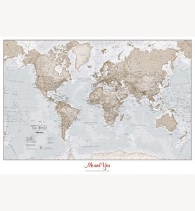 Medium Personalized World Is Art Wall Map - Neutral (Paper)