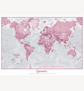 Personalized World Is Art Wall Map - Pink
