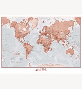 Personalized World Is Art Wall Map - Red