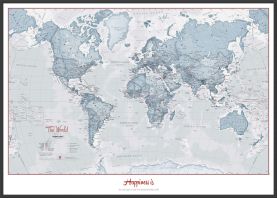 Large Personalized World Is Art Wall Map - Teal (Pinboard & wood frame - Black)