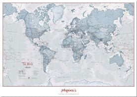 Large Personalized World Is Art Wall Map - Teal (Pinboard)